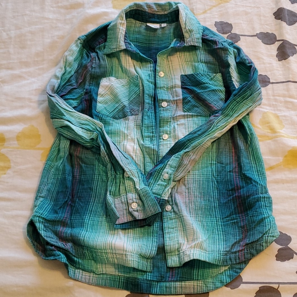 Girls Teal button down shirt